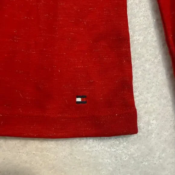 Tommy Hilfiger Red Lurex Twist Neck Top Women’s XS Long Sleeve Cutout NWT - Picture 8 of 10